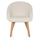 Chaise rembourrée blanche SCANDI TED avec dossier arrondi et quatre pieds en bois de hjh LIVING – vue à 360° (vue de face 0°)
