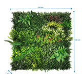 Dessin coté du Tapis végétal LEAFLUXE 3D de 100 × 100 × 7 cm de hjh LIVING