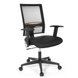 Siège de bureau à domicile OFFICE R8 noir avec dossier en maille et base à cinq roulettes de hjh OFFICE – vue à 360° (vue de trois quarts avant 40°)