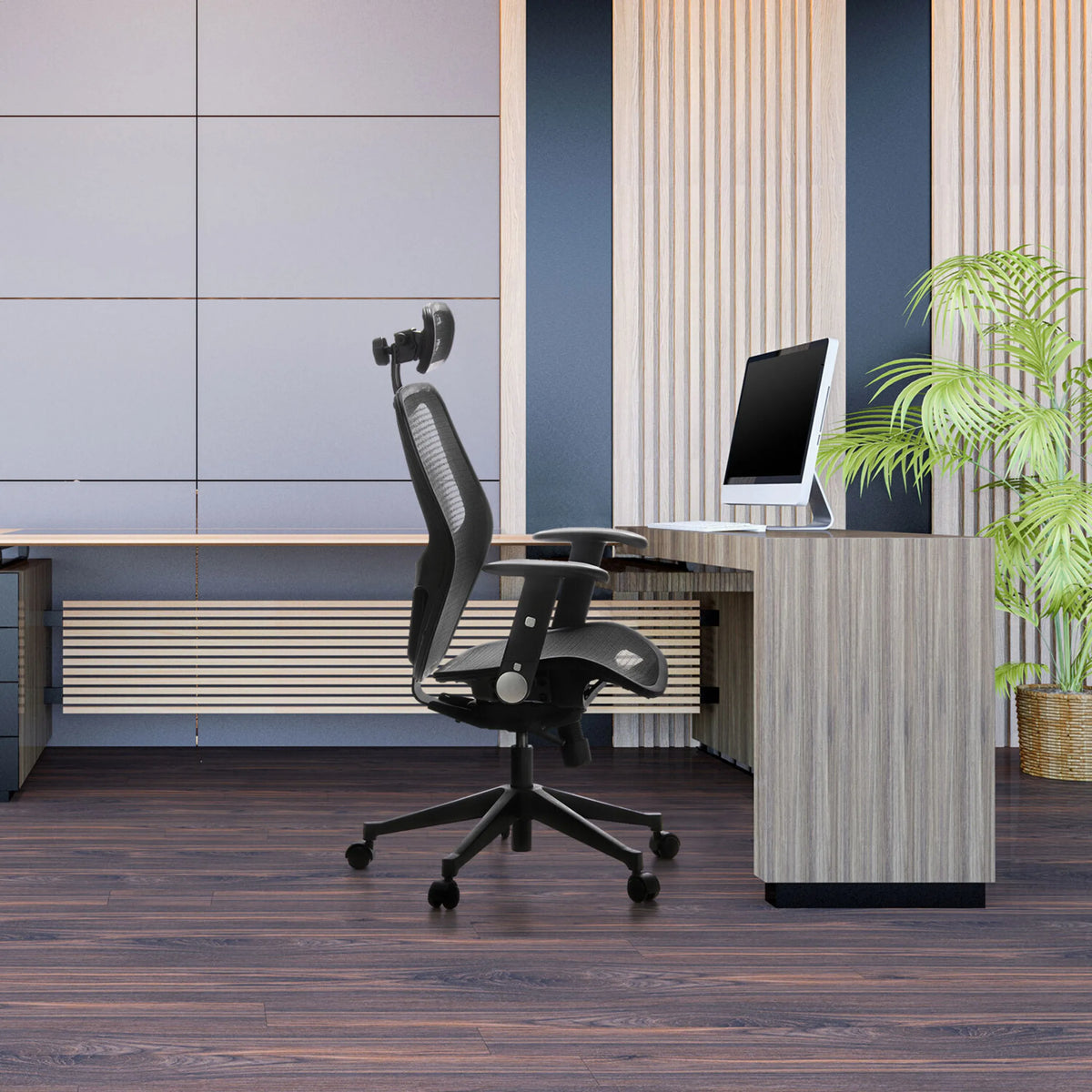 Siège de bureau de qualité professionnelle AIR-PORT noir avec dossier et assise en maille de hjh OFFICE