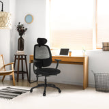 Siège de bureau de qualité professionnelle RI-COVER noir avec dossier en maille et appui-tête de hjh OFFICE