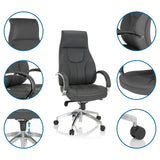 Siège de direction de qualité professionnelle ELEGANCE I gris avec vues détaillées du rembourrage, des accoudoirs et du vérin à gaz de hjh OFFICE