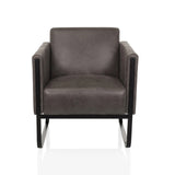 Fauteuil de salon Aruba Retro gris avec accoudoirs et structure noire de hjh OFFICE – vue à 360° (vue de face 0°)