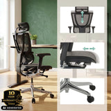 Siège de direction de luxe ERGOHUMAN SLIM GEN2 avec appuie-tête et profondeur d'assise réglables de hjh OFFICE (image générée par IA)