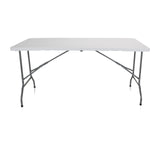 Table pliante blanche EASY UP MULTI II avec plateau rectangulaire et structure en métal de hjh OFFICE – vue à 360° (vue de face 0°)