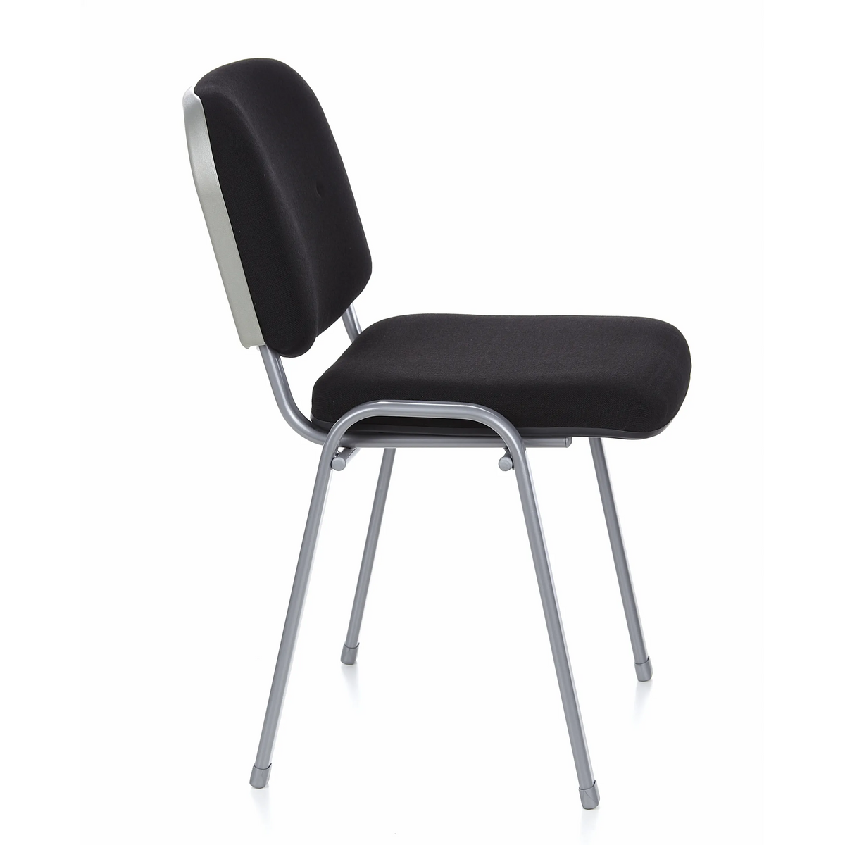 Chaise à quatre pieds XT 600 S noire avec structure argentée de hjh OFFICE – vue à 360° (vue de profil 80°)