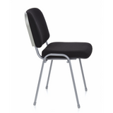 Chaise à quatre pieds XT 600 S noire avec structure argentée de hjh OFFICE – vue à 360° (vue de profil 80°)