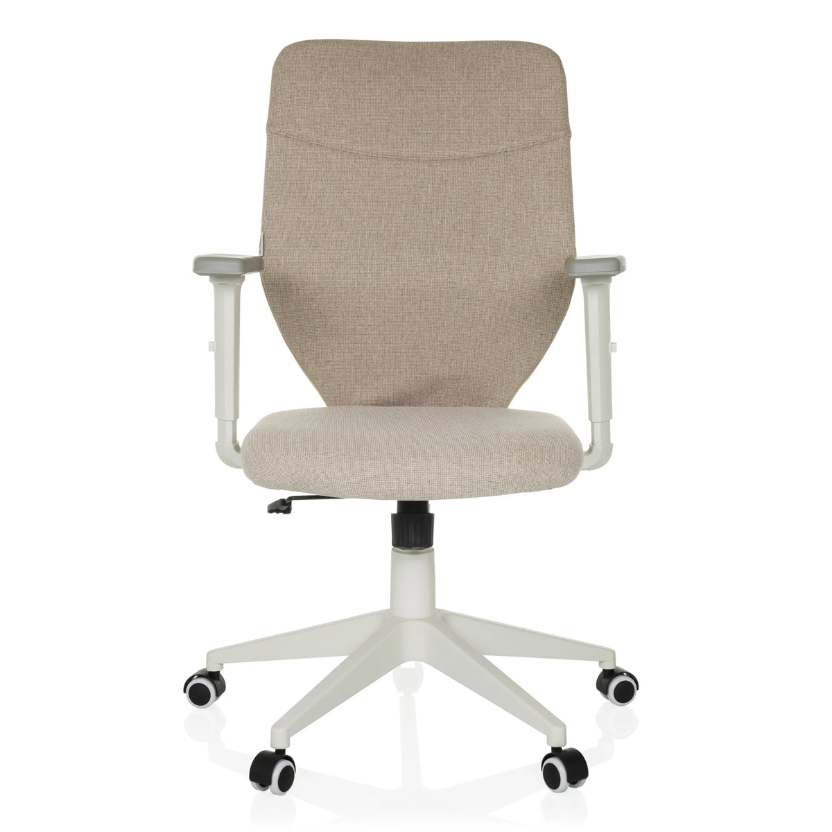 Siège de bureau à domicile COSIO II beige avec accoudoirs et pied à cinq roulettes de hjh OFFICE – vue à 360° (vue de face 0°)