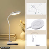 Lampe de bureau Lumanova D5 blanche avec col flexible et tête orientable de hjh OFFICE (image générée par IA)