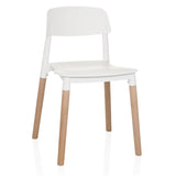Chaise à quatre pieds SCANDI E blanche avec pieds en bois de hjh LIVING – vue à 360° (vue de face 15°)