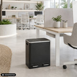 Poubelle noire Clean 9 avec deux compartiments dans le bureau de hjh OFFICE (image générée par IA)