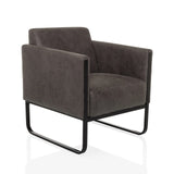 Fauteuil de salon Aruba Retro gris avec accoudoirs et structure noire de hjh OFFICE – vue à 360° (vue de trois quarts avant 30°)