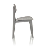 Chaise d'extérieur grise ARTIFO HOL avec dossier et assise perforés de hjh OFFICE – vue à 360° (vue de profil 90°)