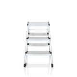 Échelle pliante SOLID IV argentée en aluminium avec trois marches de hjh OFFICE – vue à 360° (vue de face 0°)