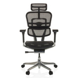 Siège de direction de luxe ERGOHUMAN GEN2 noir avec dossier en maille, appui-tête et base à cinq roulettes de hjh OFFICE – vue à 360° (vue de face 0°)