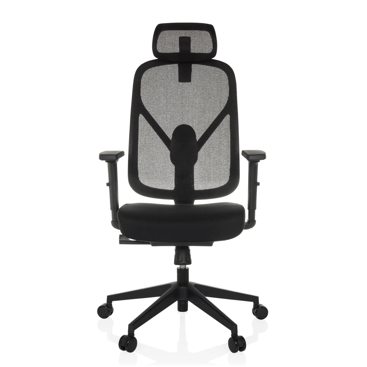 Siège de bureau de qualité professionnelle RALOO ECO noir avec dossier en maille et piètement à cinq roulettes de hjh OFFICE – vue à 360° (vue de face 0°)