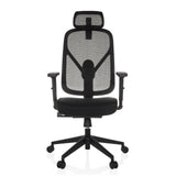 Siège de bureau de qualité professionnelle RALOO ECO noir avec dossier en maille et piètement à cinq roulettes de hjh OFFICE – vue à 360° (vue de face 0°)