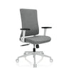 Siège de bureau de qualité professionnelle COMFIO WP avec revêtement en tissu gris, accoudoirs blancs et piètement blanc de hjh OFFICE