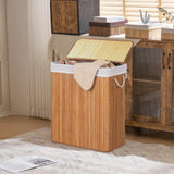 Panier à linge marron FALSTER XL B avec couvercle en bambou et poignées intégrées de hjh LIVING