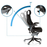 Dossier réglable du siège de bureau de qualité professionnelle SPEKTRE BLACK avec un angle d'inclinaison de 90° de hjh OFFICE