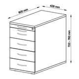 Dessin technique du Caisson stationnaire SIGNA SC50 de 800 × 428 mm de hjh OFFICE PRO
