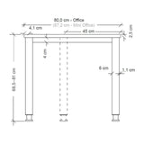 Dessin coté du bureau HILO 16 S de la série HILO avec une profondeur de 80,0 cm de hjh OFFICE PRO