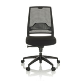 Siège de bureau de qualité professionnelle PORTO ECO I noir avec dossier en maille et base à cinq roulettes de hjh OFFICE – vue à 360° (vue de face 0°)