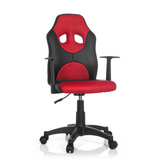 Chaise pivotante pour des enfants KID GAME AL noir et rouge avec revêtement en maille et base à cinq roulettes de hjh OFFICE – vue à 360° (vue de face 20°)