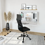Bureau mural blanc WOVA sous forme de secrétaire avec rehausse intégrée et rangements de hjh OFFICE PRO
