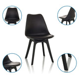Chaise à coque SCANDI P en noir avec quatre pieds sous différents angles de hjh OFFICE