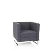 Fauteuil rembourré BARBADOS gris foncé au design carré et structure métallique de hjh OFFICE – vue à 360° (vue de face 20°)