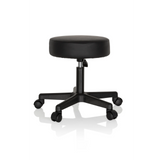 Tabouret pivotant noir OPERATOR I avec assise rembourrée et piètement à cinq roulettes de hjh OFFICE – vue à 360° (vue de profil 80°)