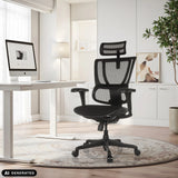 Siège de direction de luxe ERGOHUMAN SLIM ECO F GEN2 noir avec dossier en maille pour bureau à domicile de hjh OFFICE (image générée par IA)