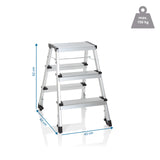 Vue dimensionnelle de l'Échelle pliante SOLID IV avec une hauteur de 62 cm et une largeur de 43 cm de hjh OFFICE