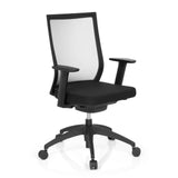 Siège de bureau de qualité professionnelle ASPEN noir avec dossier en maille et piètement à cinq roulettes de hjh OFFICE – vue à 360° (vue de trois quarts avant 40°)