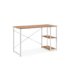 Bureau Easy Up2 en blanc et chêne avec étagère intégrée et traverse en X de hjh LIVING