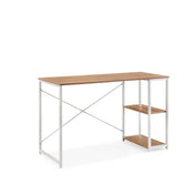 Bureau Easy Up2 en blanc et chêne avec étagère intégrée et traverse en X de hjh LIVING