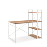 Bureau Easy Up3 en blanc et chêne avec étagère intégrée à trois niveaux de hjh LIVING