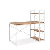 Bureau Easy Up3 en blanc et chêne avec étagère intégrée à trois niveaux de hjh LIVING