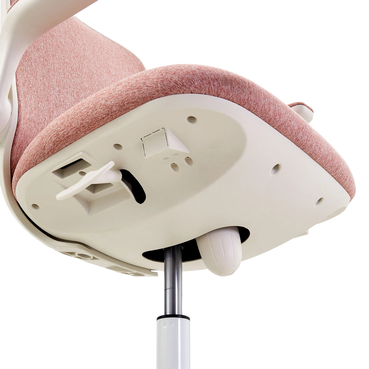 Dessous de l'assise avec levier de réglage et vérin à gaz de la chaise pivotante pour des enfants Swivelo en rose de hjh OFFICE