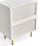 Arrière de la commode Hjelle K en blanc avec des pieds dorés de hjh LIVING