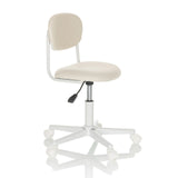 Chaise pivotante pour des enfants KIDDY BASE I beige avec rembourrage et base blanche à cinq roulettes de hjh OFFICE – vue à 360° (vue de trois quarts avant 60°)