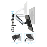 Options de réglage de la fixation pour écran VM-MG2S avec rotation à 360° et angles d'inclinaison de hjh OFFICE