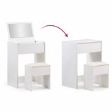 Ouverture et fermeture du Miroir de Maquillage pliable Glamdesk en blanc avec tabouret assorti de hjh LIVING