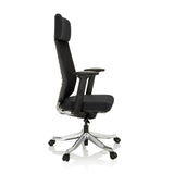 Siège de bureau de qualité professionnelle ASGON noir avec dossier en maille et piètement à cinq roulettes de hjh OFFICE – vue à 360° (vue de profil 80°)