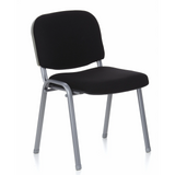 Chaise à quatre pieds XT 600 S noire avec structure argentée de hjh OFFICE – vue à 360° (vue de trois quarts avant 40°)