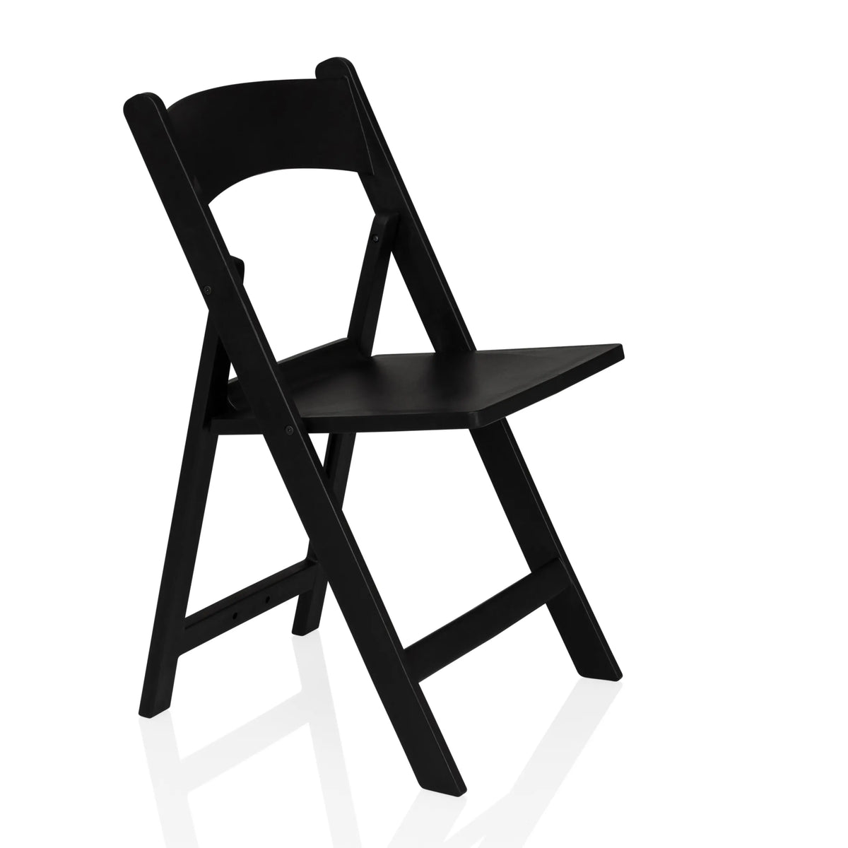 Chaise d'extérieur noire TRAVANO 1 avec dossier et structure carrée de hjh LIVING – vue à 360° (vue de trois quarts avant 58°)