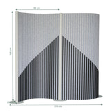 Dessin dimensionnel de la Cloison de séparation Flexmiut Wave de 210 × 160 cm de hjh OFFICE