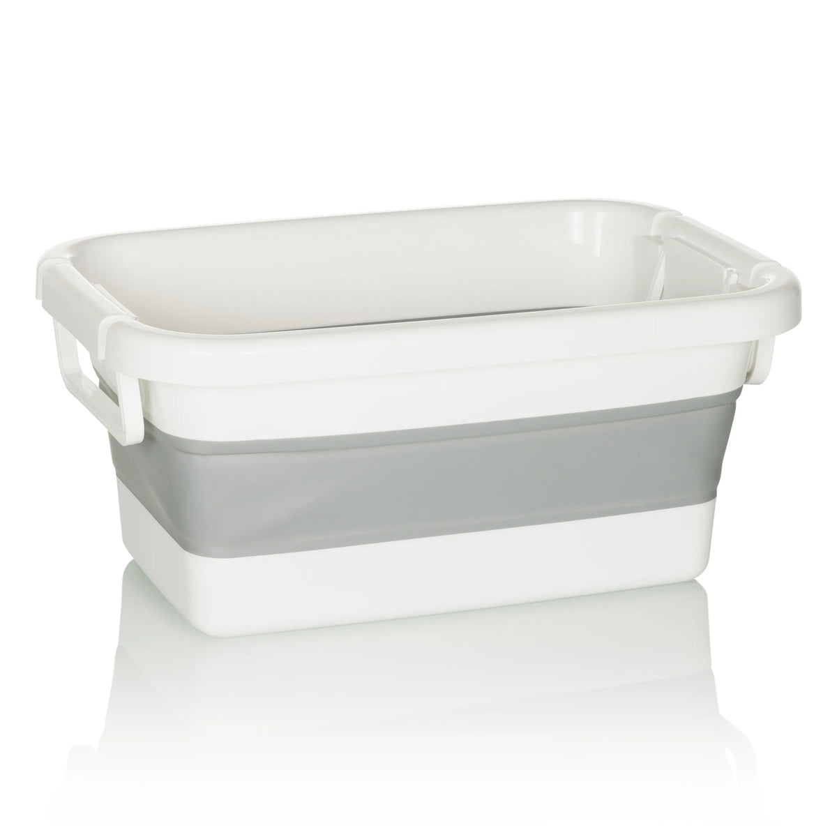 Conteneur pliable CLEAN SILW blanc et gris avec poignées intégrées de hjh OFFICE – vue à 360° (vue de profil 90°)