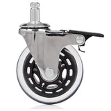 Roulettes 5x ROLO SKATE CT 11mm/75mm avec frein de blocage en argent et transparent pour sols durs de hjh OFFICE
